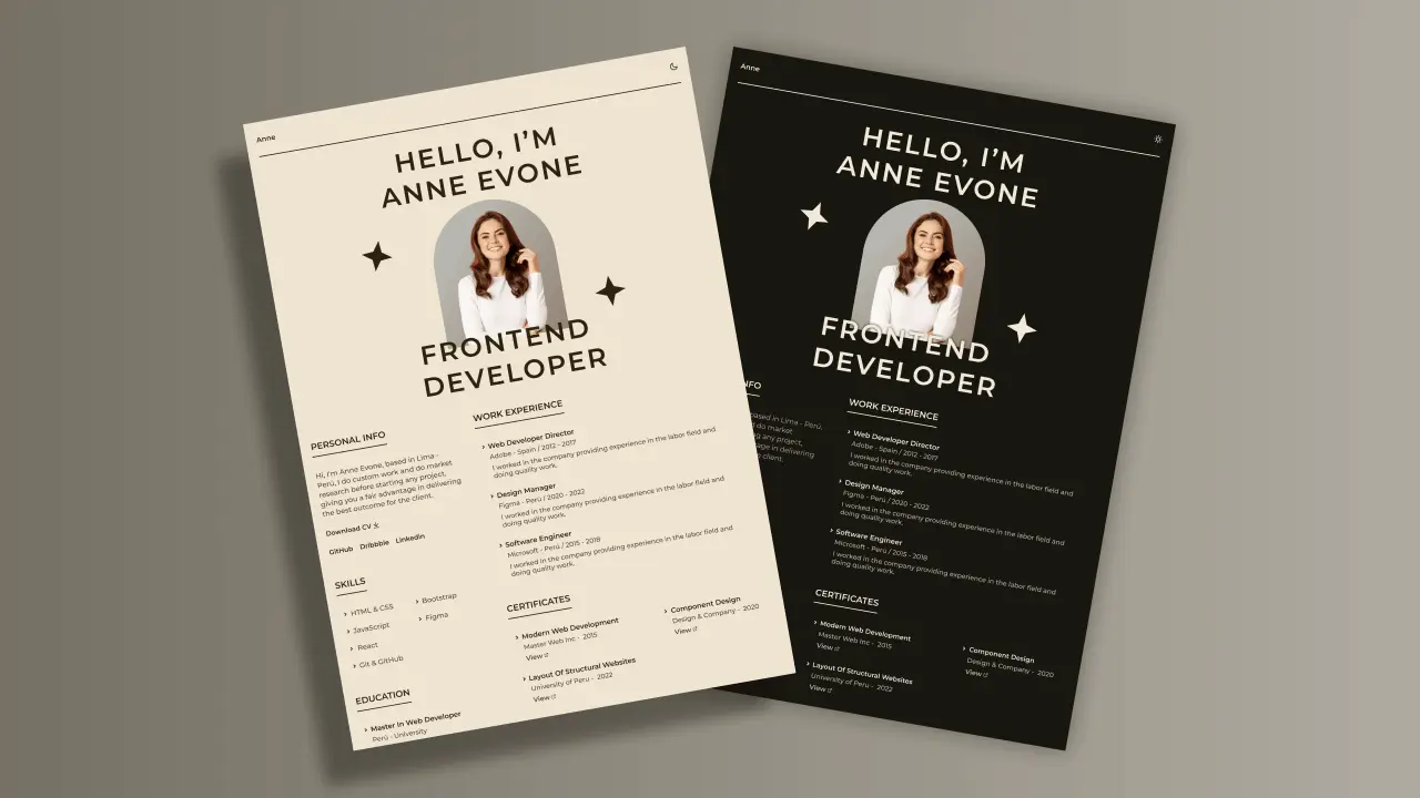 Responsive Resume Website Anne